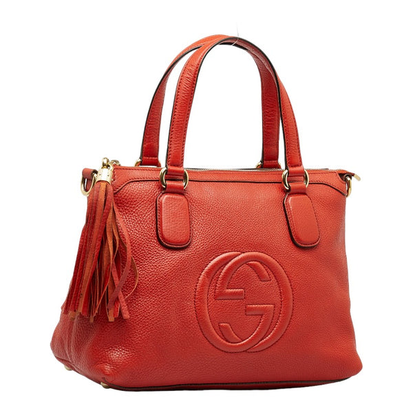 グッチ ソーホー インターロッキングG ハンドバッグ ショルダーバッグ 2WAY 308362 オレンジ レザー レディース GUCCI 【中古】