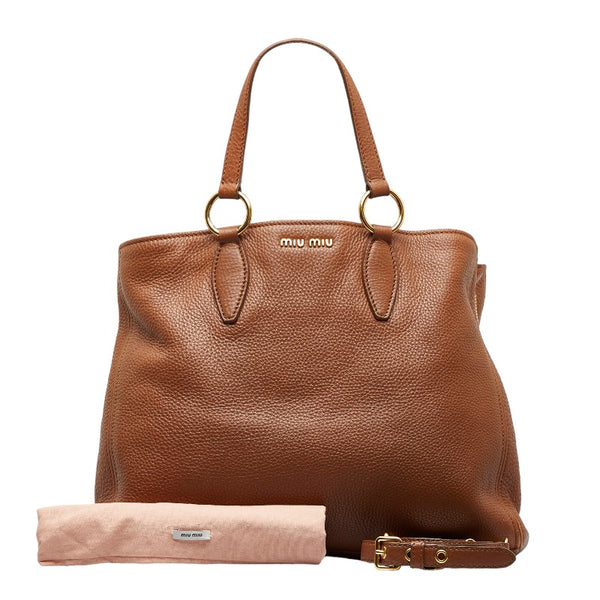 ミュウ ミュウ ハンドバッグ ショルダーバッグ 2WAY ブラウン レザー レディース Miu Miu 【中古】