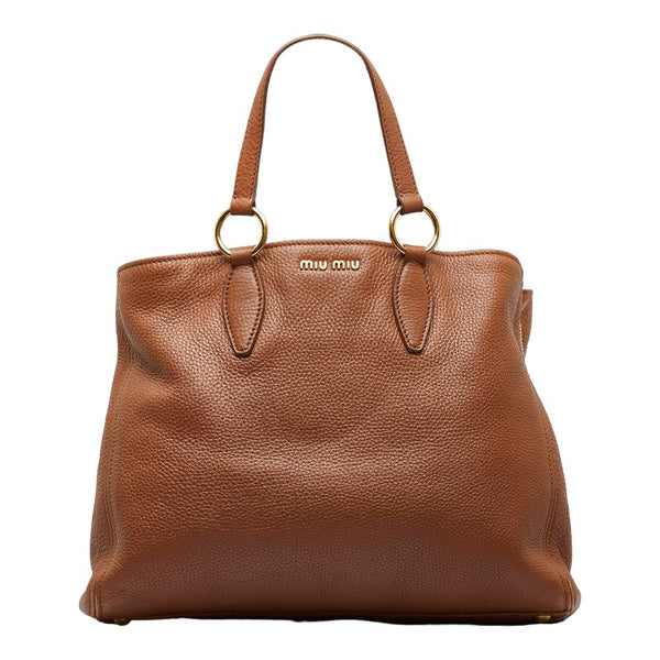 ミュウ ミュウ ハンドバッグ ショルダーバッグ 2WAY ブラウン レザー レディース Miu Miu 【中古】