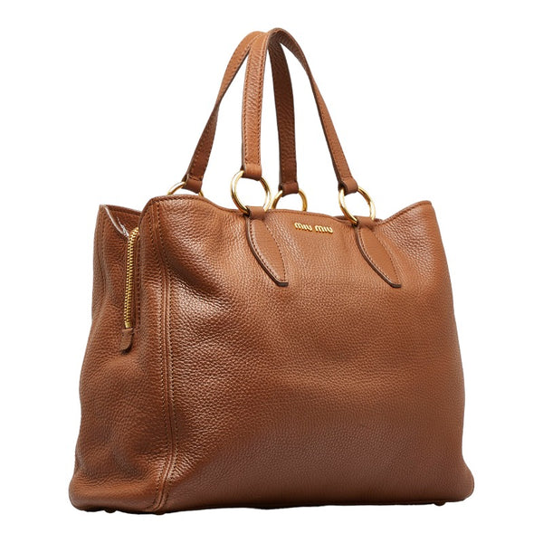 ミュウ ミュウ ハンドバッグ ショルダーバッグ 2WAY ブラウン レザー レディース Miu Miu 【中古】