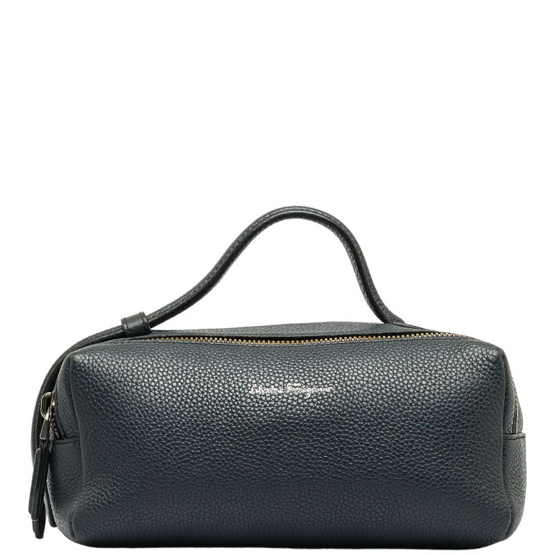 サルヴァトーレフェラガモ ハンドバッグ セカンドバッグ クラッチバッグ EO-24 グレー レザー レディース Salvatore Ferragamo 【中古】