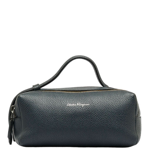 サルヴァトーレフェラガモ ハンドバッグ セカンドバッグ クラッチバッグ EO-24 グレー レザー レディース Salvatore Ferragamo 【中古】