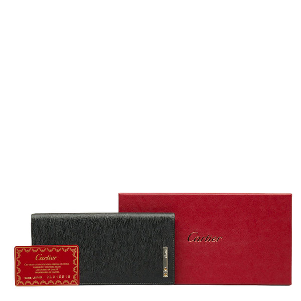 カルティエ 長財布 ブラック レザー メンズ CARTIER 【中古】