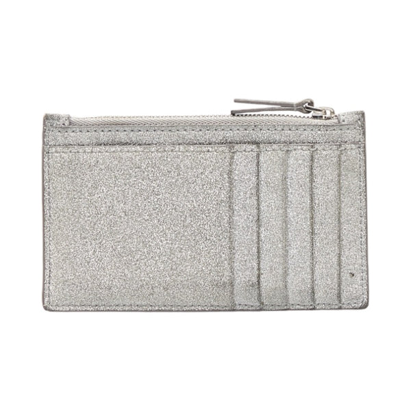 バレンシアガ エブリディ ロゴ カードケース コインケース 551990 ラメ メタリック シルバー レザー メンズ BALENCIAGA 【中古】