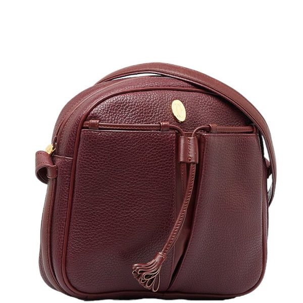 カルティエ マストライン 斜め掛け ショルダーバッグ ボルドー ワインレッド レザー レディース CARTIER 【中古】