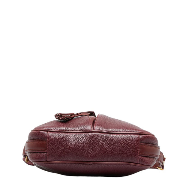 カルティエ マストライン 斜め掛け ショルダーバッグ ボルドー ワインレッド レザー レディース CARTIER 【中古】