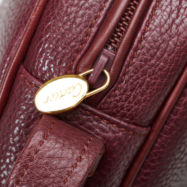 カルティエ マストライン 斜め掛け ショルダーバッグ ボルドー ワインレッド レザー レディース CARTIER 【中古】