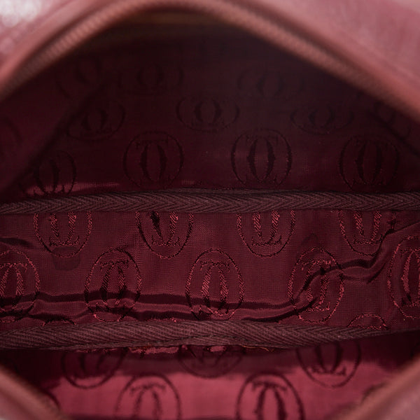 カルティエ マストライン 斜め掛け ショルダーバッグ ボルドー ワインレッド レザー レディース CARTIER 【中古】