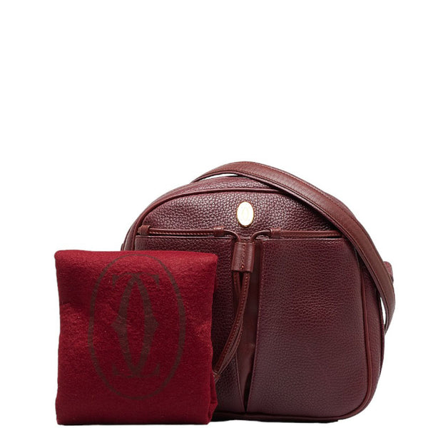 カルティエ マストライン 斜め掛け ショルダーバッグ ボルドー ワインレッド レザー レディース CARTIER 【中古】