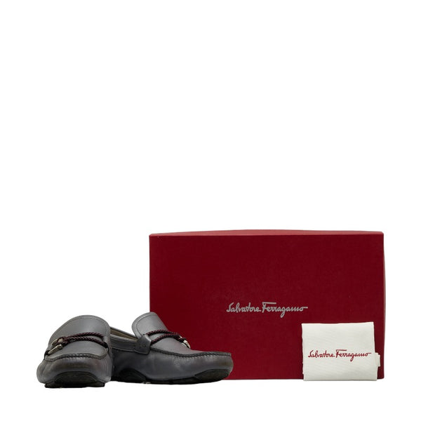 サルヴァトーレフェラガモ ガンチーニ PARIGI ビジネスシューズ ドライビングシューズ 31762 グレー レザー メンズ Salvatore Ferragamo 【中古】