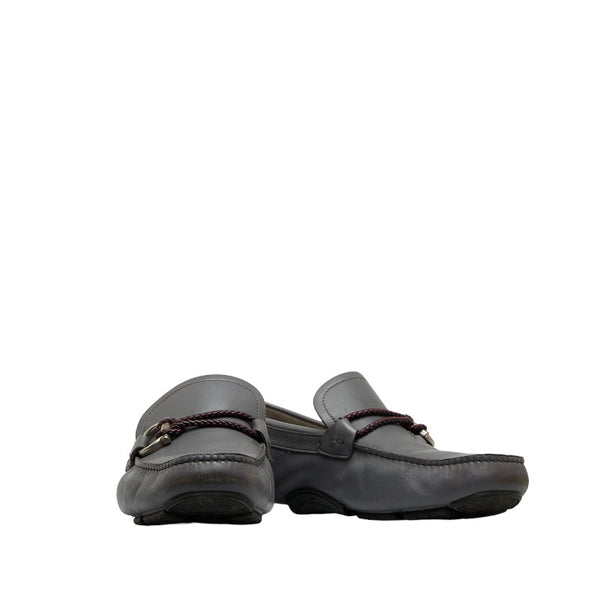 サルヴァトーレフェラガモ ガンチーニ PARIGI ビジネスシューズ ドライビングシューズ 31762 グレー レザー メンズ Salvatore Ferragamo 【中古】