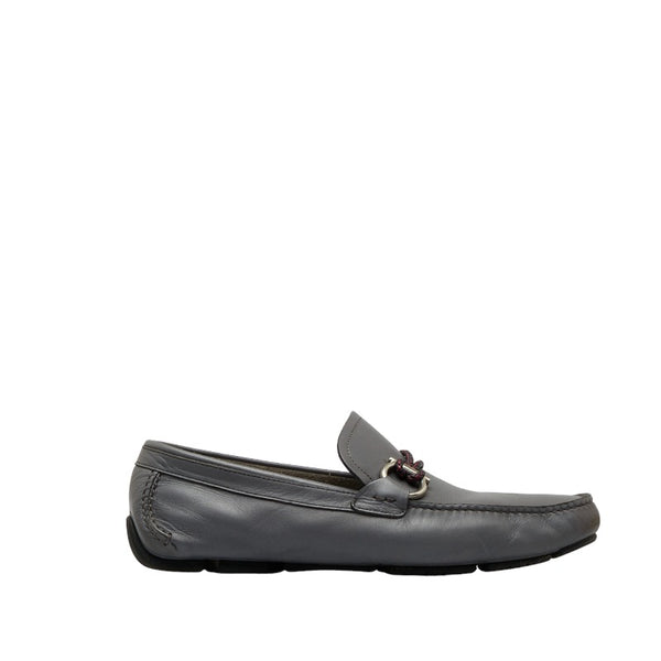 サルヴァトーレフェラガモ ガンチーニ PARIGI ビジネスシューズ ドライビングシューズ 31762 グレー レザー メンズ Salvatore Ferragamo 【中古】