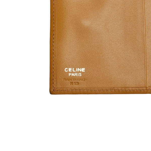 セリーヌ マカダム 二つ折り財布 ブラウン ベージュ PVC レザー レディース CELINE 【中古】