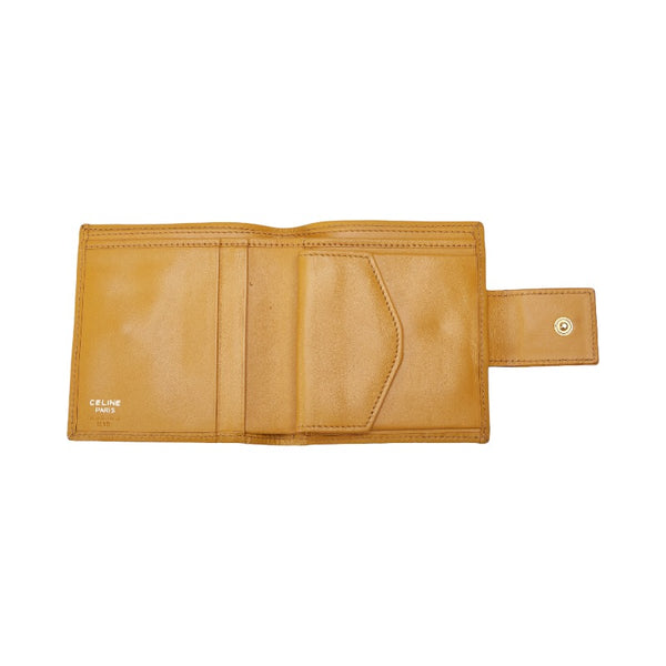 セリーヌ マカダム 二つ折り財布 ブラウン ベージュ PVC レザー レディース CELINE 【中古】