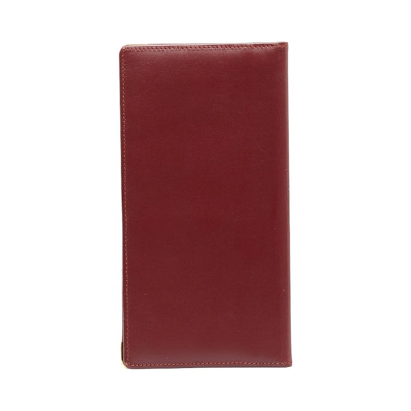 カルティエ マストライン 札入れ パスケース ワインレッド レザー レディース CARTIER 【中古】