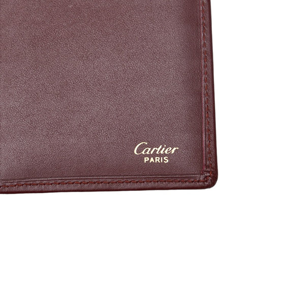 カルティエ マストライン 札入れ パスケース ワインレッド レザー レディース CARTIER 【中古】
