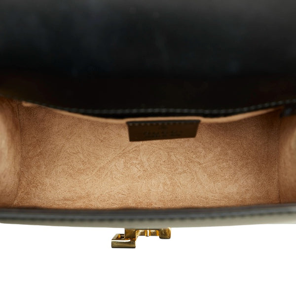 グッチ シェリーライン シルヴィ スモール 斜め掛け チェーン ショルダーバッグ  431666 ブラック レザー レディース GUCCI 【中古】