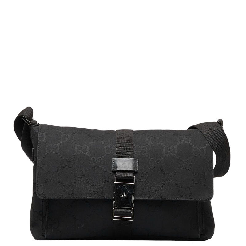 グッチ GGナイロン メッセンジャーバッグ 斜め掛け ショルダーバッグ 001 3726 ブラック ナイロン レディース GUCCI 【中古】