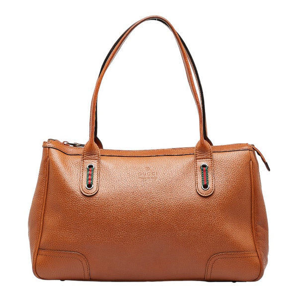 グッチ シェリーライン ハンドバッグ トートバッグ 293599 ブラウン レザー レディース GUCCI 【中古】