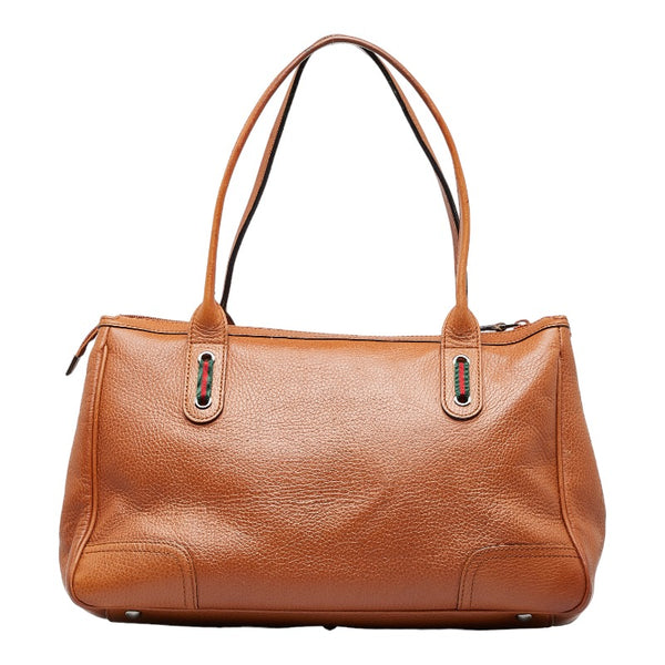 グッチ シェリーライン ハンドバッグ トートバッグ 293599 ブラウン レザー レディース GUCCI 【中古】