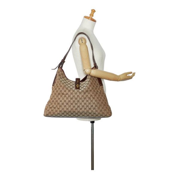 グッチ GGキャンバス ジャッキー ワンショルダーバッグ 109190 ベージュ ブラウン キャンバス レザー レディース GUCCI 【中古】