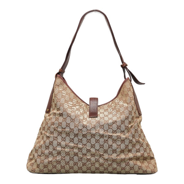 グッチ GGキャンバス ジャッキー ワンショルダーバッグ 109190 ベージュ ブラウン キャンバス レザー レディース GUCCI 【中古】