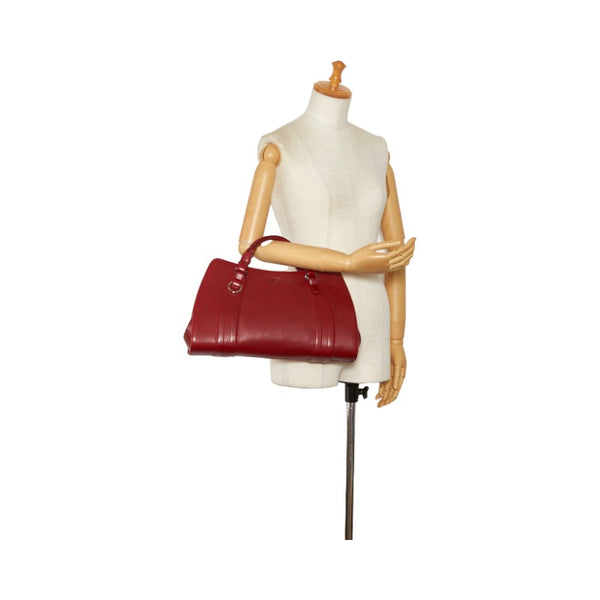 ロエベ アナグラム カモッシオ ハンドバッグ 060307 レッド レザー レディース LOEWE 【中古】