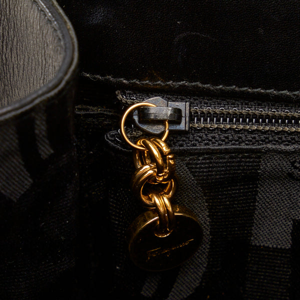 サルヴァトーレフェラガモ ガンチーニ ゴールド金具 ハンドバッグ ショルダーバッグ 2WAY E21 0536 ブラック レザー レディース Salvatore Ferragamo 【中古】