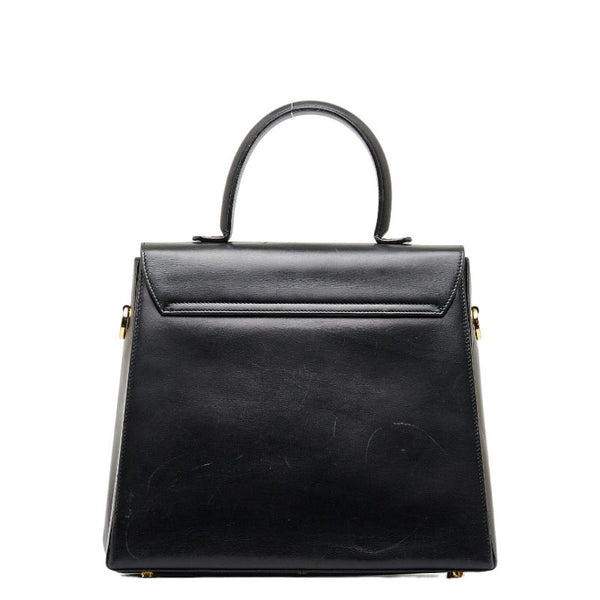 サルヴァトーレフェラガモ ガンチーニ ゴールド金具 ハンドバッグ ショルダーバッグ 2WAY E21 0536 ブラック レザー レディース Salvatore Ferragamo 【中古】