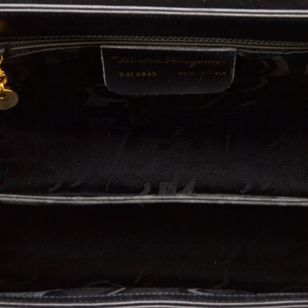 サルヴァトーレフェラガモ ガンチーニ ゴールド金具 ハンドバッグ ショルダーバッグ 2WAY E21 0536 ブラック レザー レディース Salvatore Ferragamo 【中古】