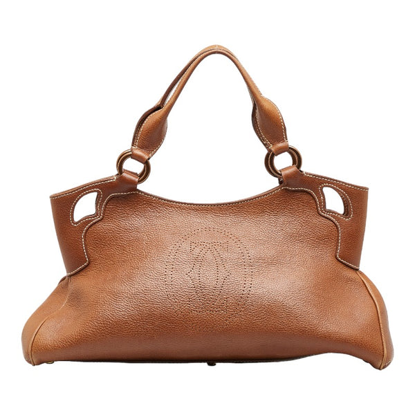 カルティエ マルチェロ ハンドバッグ ブラウン レザー レディース CARTIER 【中古】