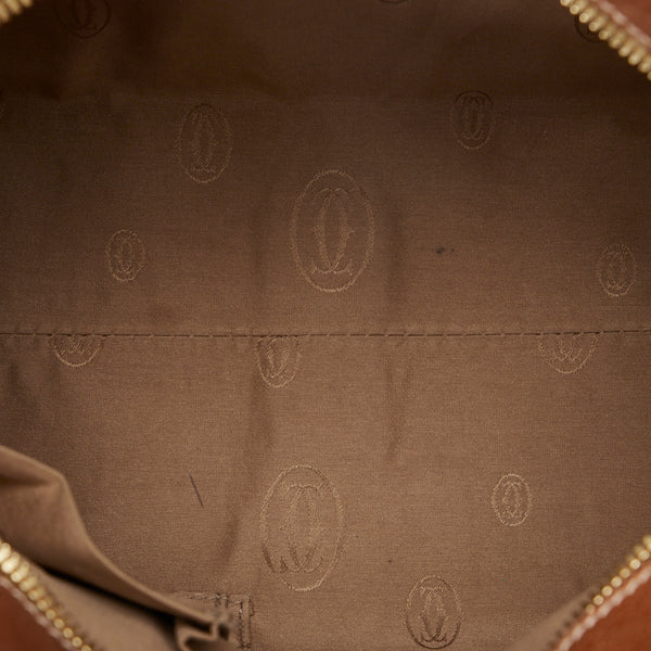 カルティエ マルチェロ ハンドバッグ ブラウン レザー レディース CARTIER 【中古】