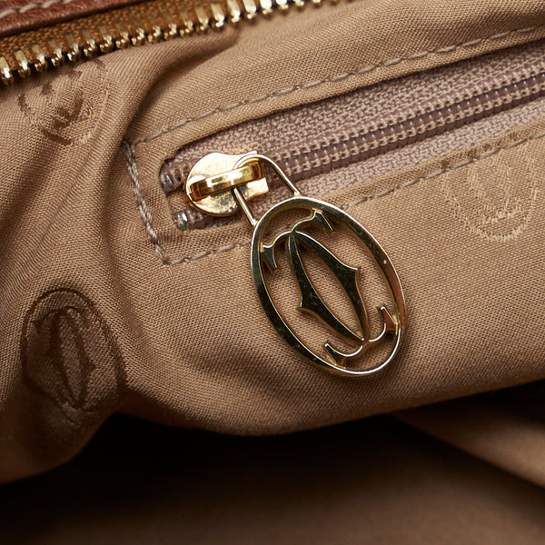 カルティエ マルチェロ ハンドバッグ ブラウン レザー レディース CARTIER 【中古】