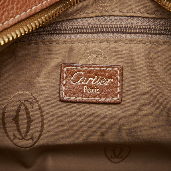カルティエ マルチェロ ハンドバッグ ブラウン レザー レディース CARTIER 【中古】