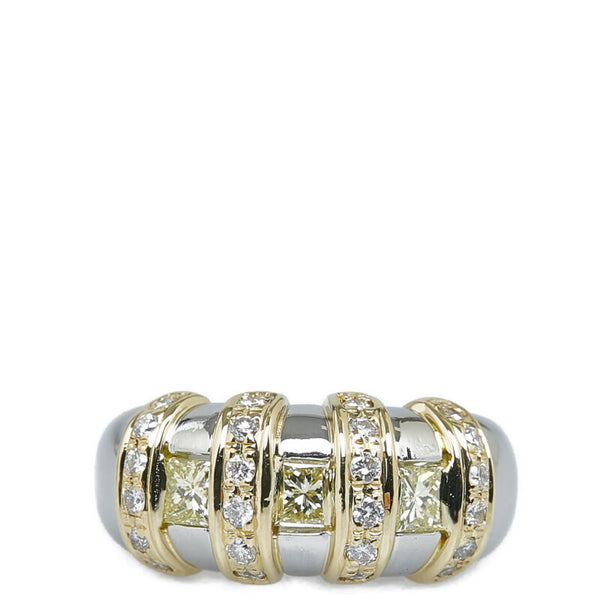 Pt900 プラチナ K18 ゴールド コンビ ダイヤ0.93ct リング 指輪 レディース 10号 【中古】