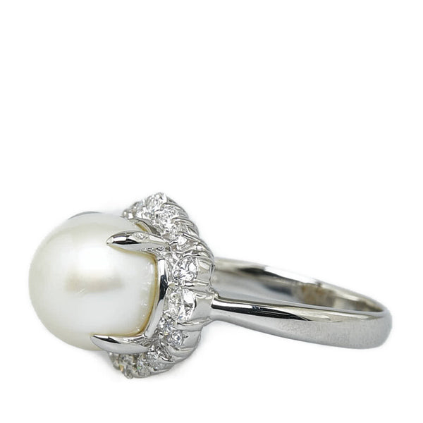 Pt900 プラチナ パール10mm ダイヤ0.54ct リング 指輪 レディース 11号 【中古】