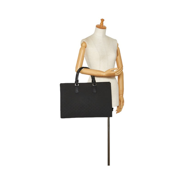 グッチ GGナイロン トートバッグ ビジネスバッグ ブリーフケース 190630 ブラック ナイロン レザー メンズ GUCCI 【中古】
