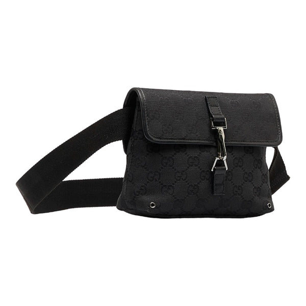 グッチ GGキャンバス ボディバッグ ウエストバッグ 92543 ブラック キャンバス レザー レディース GUCCI 【中古】