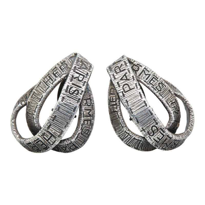 エルメス ロゴ リボンモチーフ イヤリング シルバー メタル レディース HERMES 【中古】