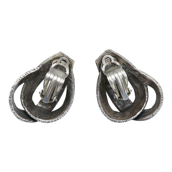 エルメス ロゴ リボンモチーフ イヤリング シルバー メタル レディース HERMES 【中古】