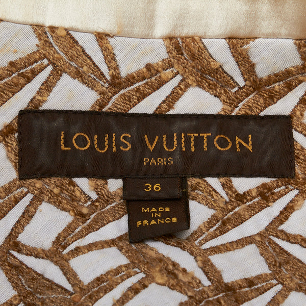 ルイ ヴィトン モノグラム ツイード スパンコール サイズ:36 ワンピース ドレス ベージュ コットン シルク ナイロン レディース LOUIS VUITTON 【中古】