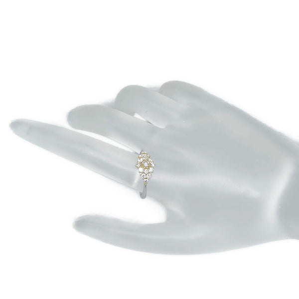 Pt900 プラチナ 750 コンビ ダイヤ0.106ct ダイヤ0.53ct リング 指輪 レディース 13.5号 【中古】