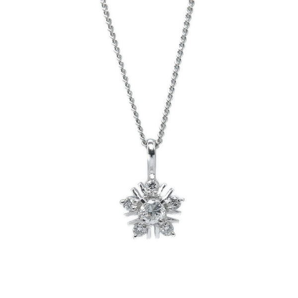 Pt850 プラチナ ダイヤ0.13ct ダイヤ0.09ct ネックレス レディース 【中古】