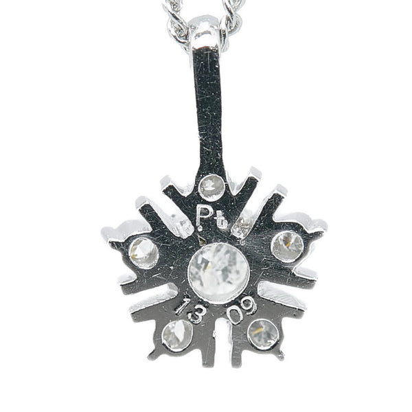 Pt850 プラチナ ダイヤ0.13ct ダイヤ0.09ct ネックレス レディース 【中古】