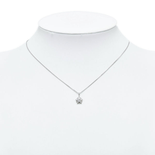 Pt850 プラチナ ダイヤ0.13ct ダイヤ0.09ct ネックレス レディース 【中古】
