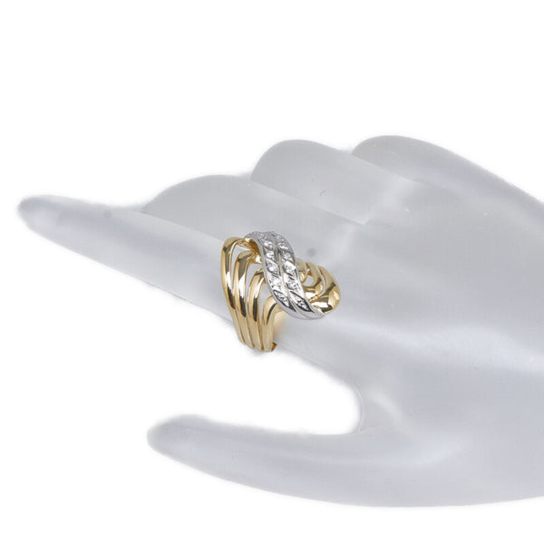 Pt900 プラチナ K18 ゴールド コンビ ダイヤ0.10ct リング 指輪 レディース 12.5号 【中古】