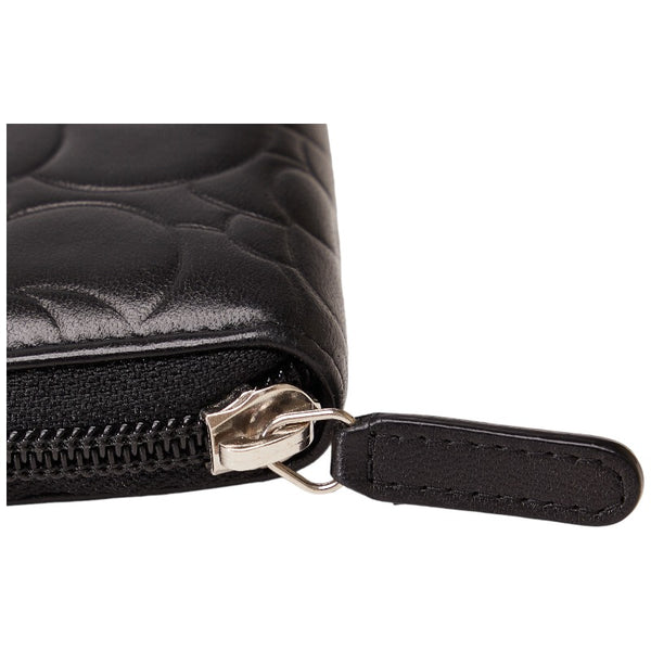 シャネル カメリア ココマーク ラウンドファスナー 長財布 ブラック ラムスキン レディース CHANEL 【中古】