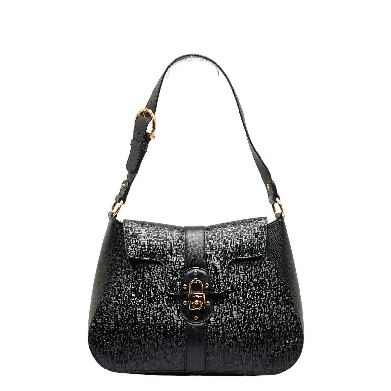 サルヴァトーレフェラガモ ガンチーニ ゴールド金具 ハンドバック ワンショルダーバッグ AU21 4932 ブラック レザー レディース Salvatore Ferragamo 【中古】