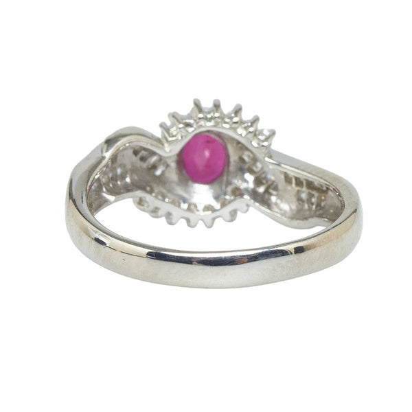 Pt900 プラチナ ルビー0.65ct ダイヤ0.30ct リング 指輪 レディース 16号 【中古】