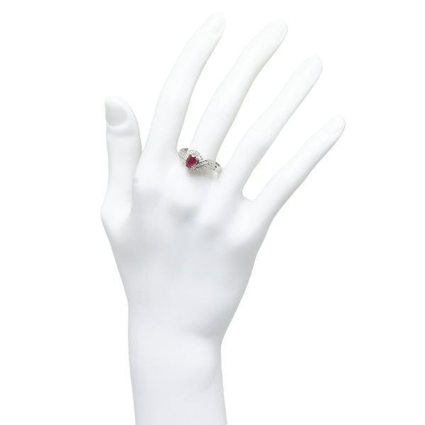 Pt900 プラチナ ルビー0.65ct ダイヤ0.30ct リング 指輪 レディース 16号 【中古】